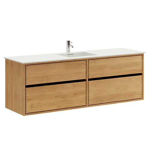 60 cm Just Wood Original Badrumsmöbel med Solid Surface Colombo handfat - 2 lådor