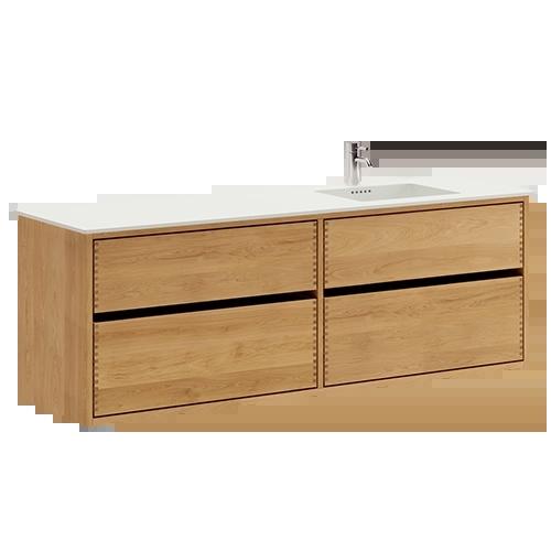 160 cm Just Wood Original badrumsmöbel med 4 lådor och Solid Surface bordsskiva - Höger