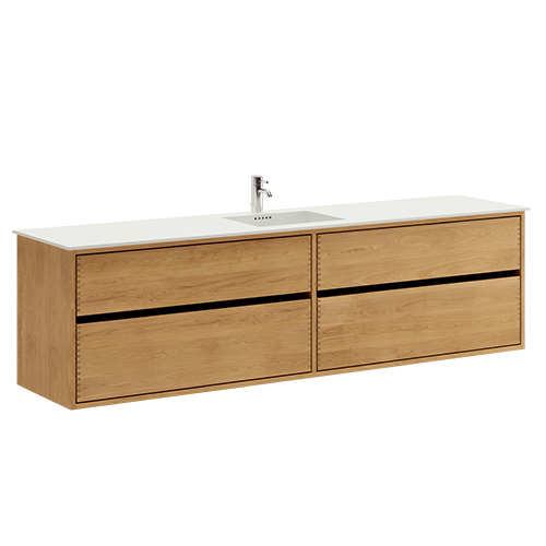 60 cm Just Wood Original Badrumsmöbel med Solid Surface Colombo handfat - 2 lådor