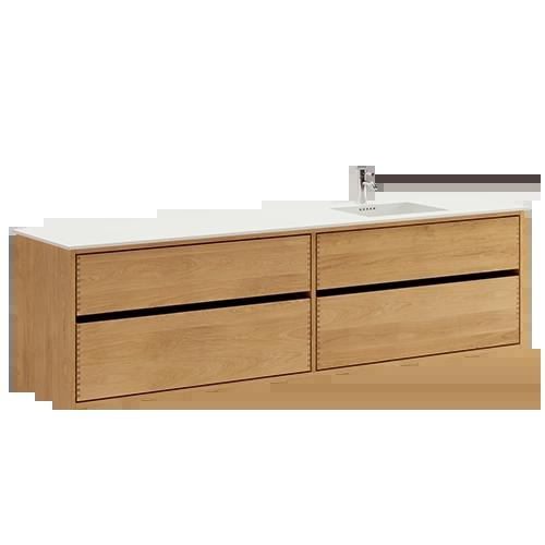 200 cm Ljusoljeret Just Wood Original badrumsmöbel med 4 lådor - Höger utsnitt