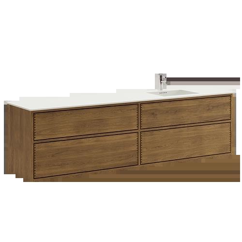 200 cm Mörkoljad Just Wood Push badrumsmöbel med 4 lådor och Solid Surface Colombo - Höger
