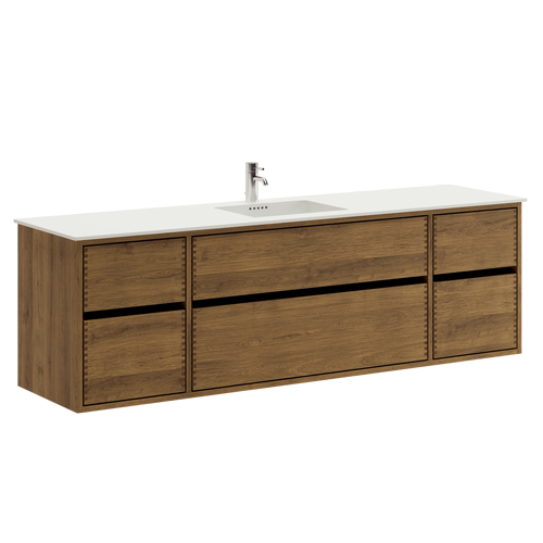 180 cm Mörkoljeret Just Wood Original badrumsmöbel med 6 lådor