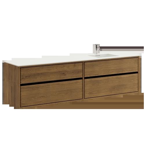200 cm Mörkoljeret Just Wood Original badrumsmöbel med 4 lådor - Höger utsnitt