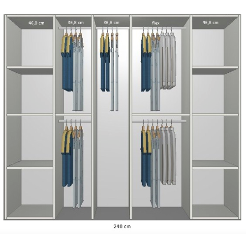 Garderobskåp från bredd 220 cm till 240 cm Modell B