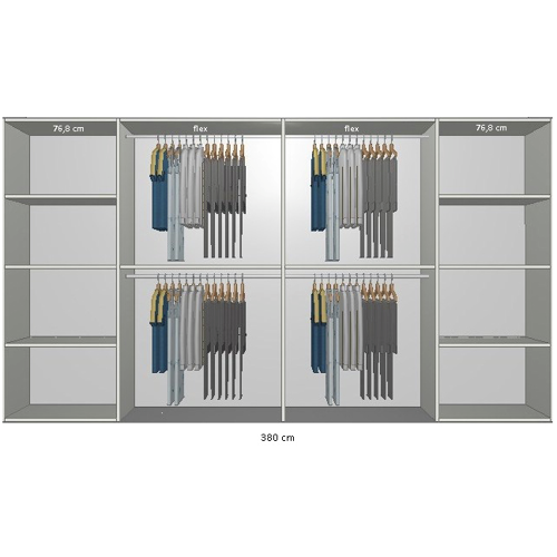 Garderobskåp från bredd 360 cm till 380 cm Modell A