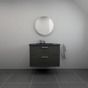 Badrumskommod  med svart handfat i Granitex  B:82 cm<br> Välj mellan flera fronter