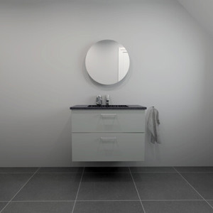 Badrumskommod  med svart handfat i Granitex  B:82 cm<br> Välj mellan flera fronter